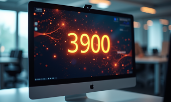 Nombre 3900 lumineux sur un écran d'ordinateur moderne
