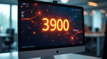 Nombre 3900 lumineux sur un écran d'ordinateur moderne