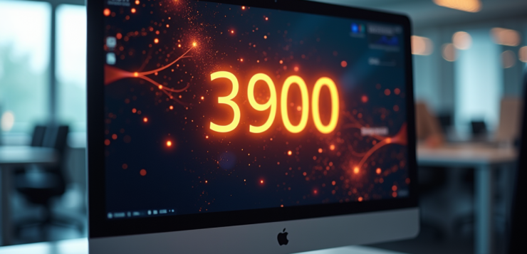 Nombre 3900 lumineux sur un écran d'ordinateur moderne