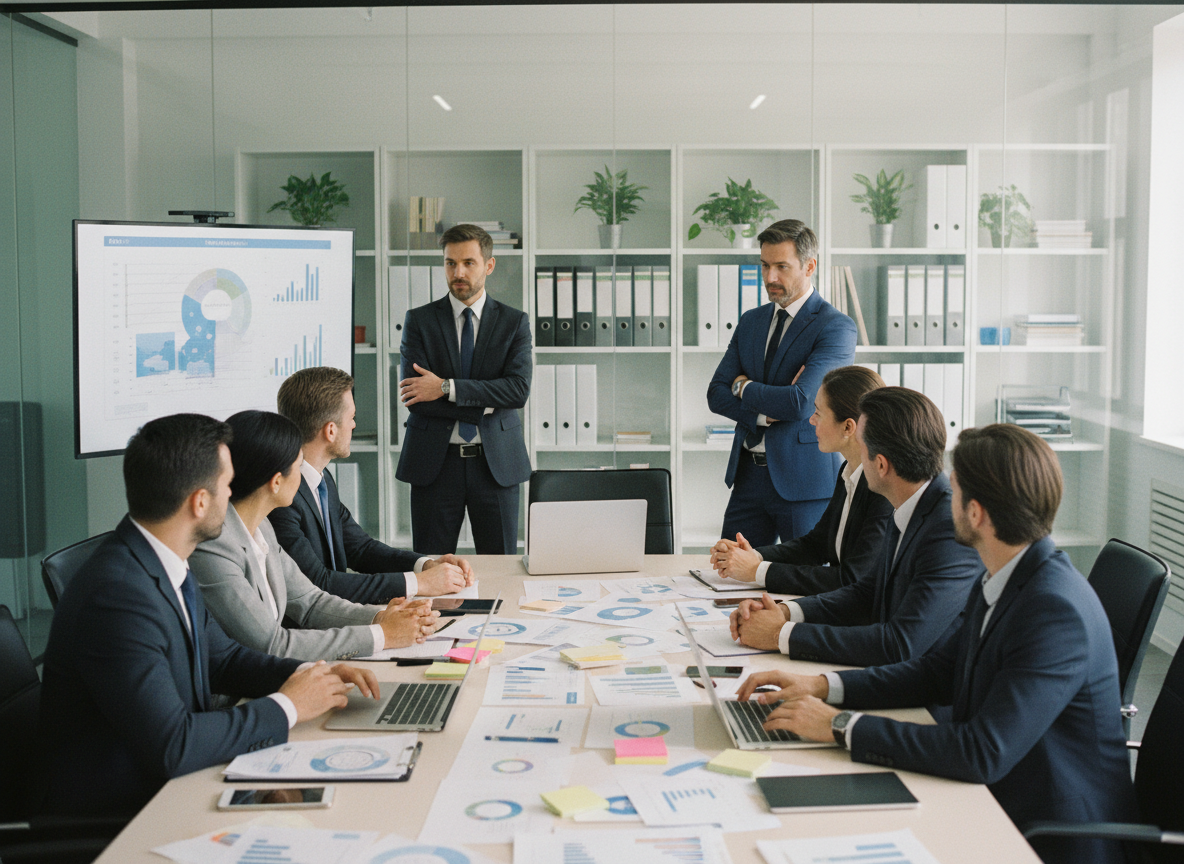 Groupe de professionnels en réunion dans un bureau moderne