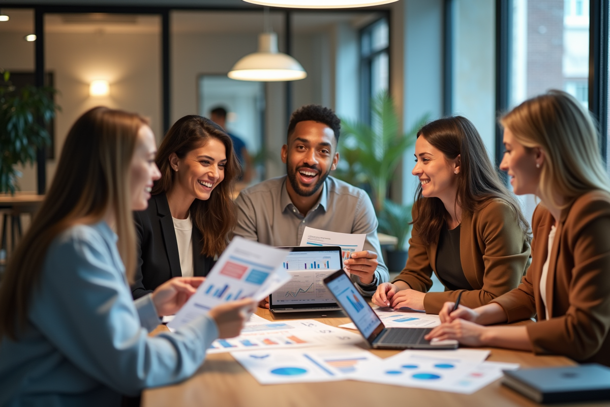 Groupe de professionnels marketing discutant autour d une table