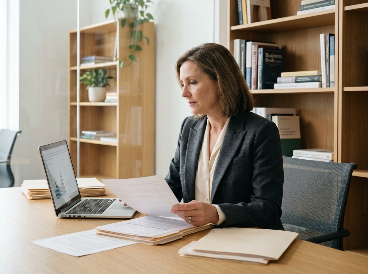 Femme d affaires en blazer dans un bureau moderne