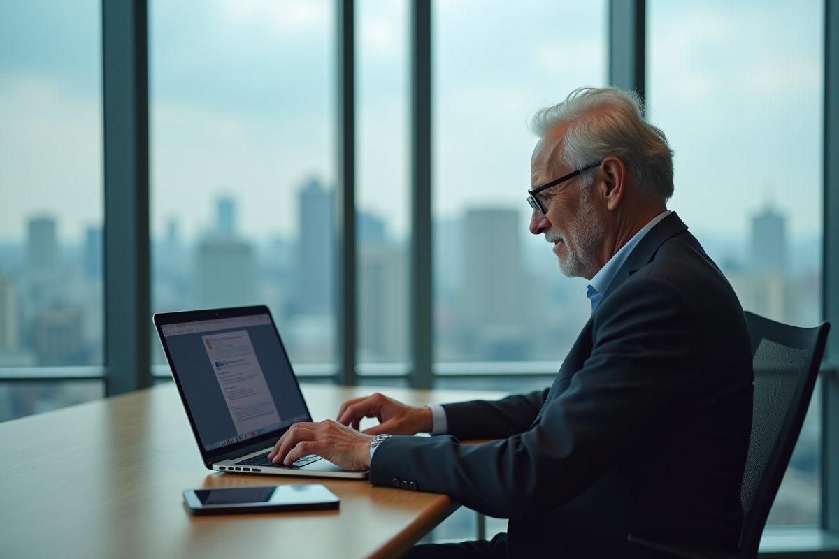 Homme d affaires travaillant sur son ordinateur dans un bureau moderne