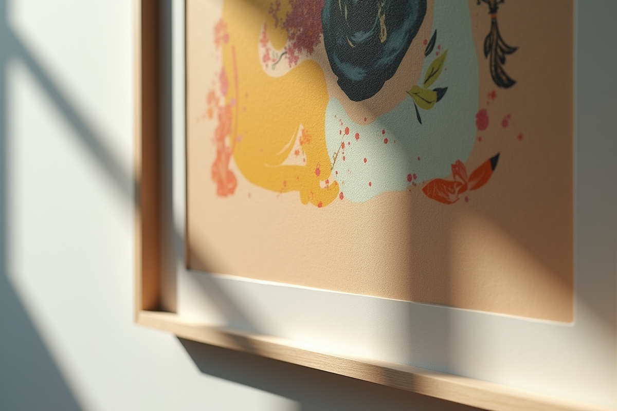 Détail d une impression d art encadrée sous verre