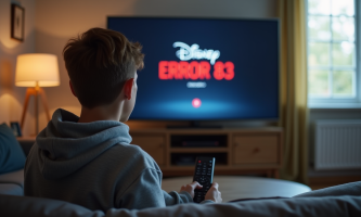 Jeune adulte frustré regardant un écran Disney erreur 83