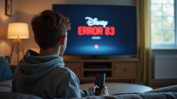 Jeune adulte frustré regardant un écran Disney erreur 83