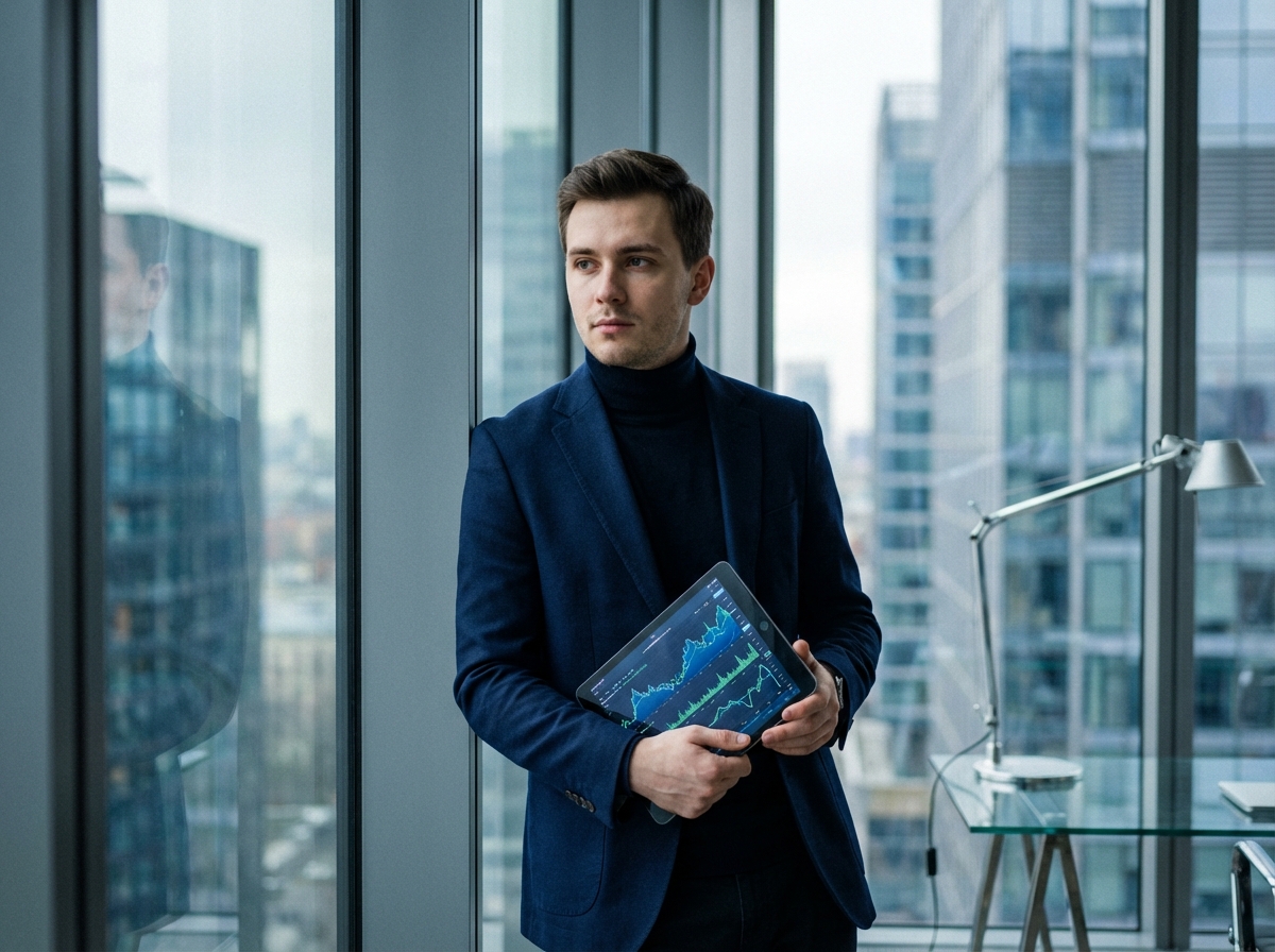 Jeune homme IT avec tablette dans un bureau urbain