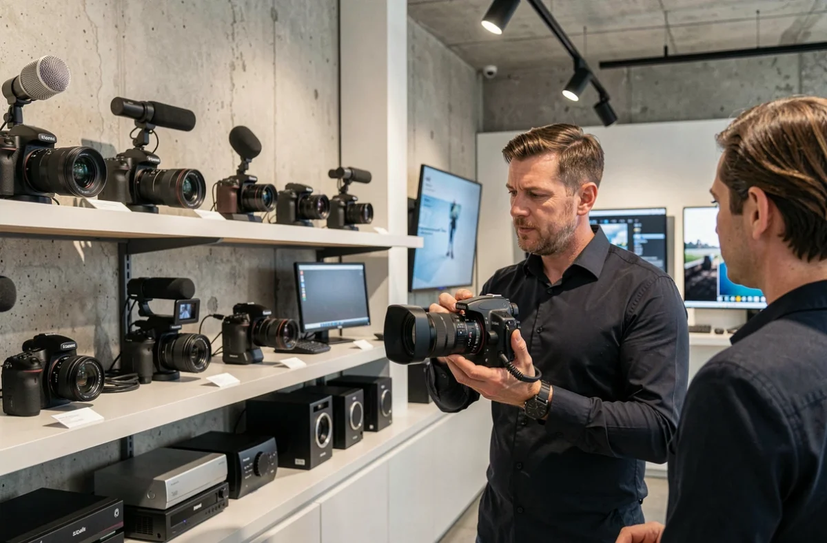 Showroom Mediacast Studio Marseille spécialisé en équipements audiovisuels et production vidéo
