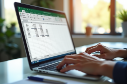 Personne travaillant sur un ordinateur avec un tableau Excel