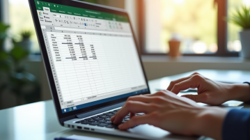 Personne travaillant sur un ordinateur avec un tableau Excel