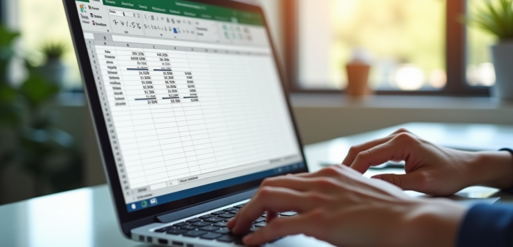 Personne travaillant sur un ordinateur avec un tableau Excel